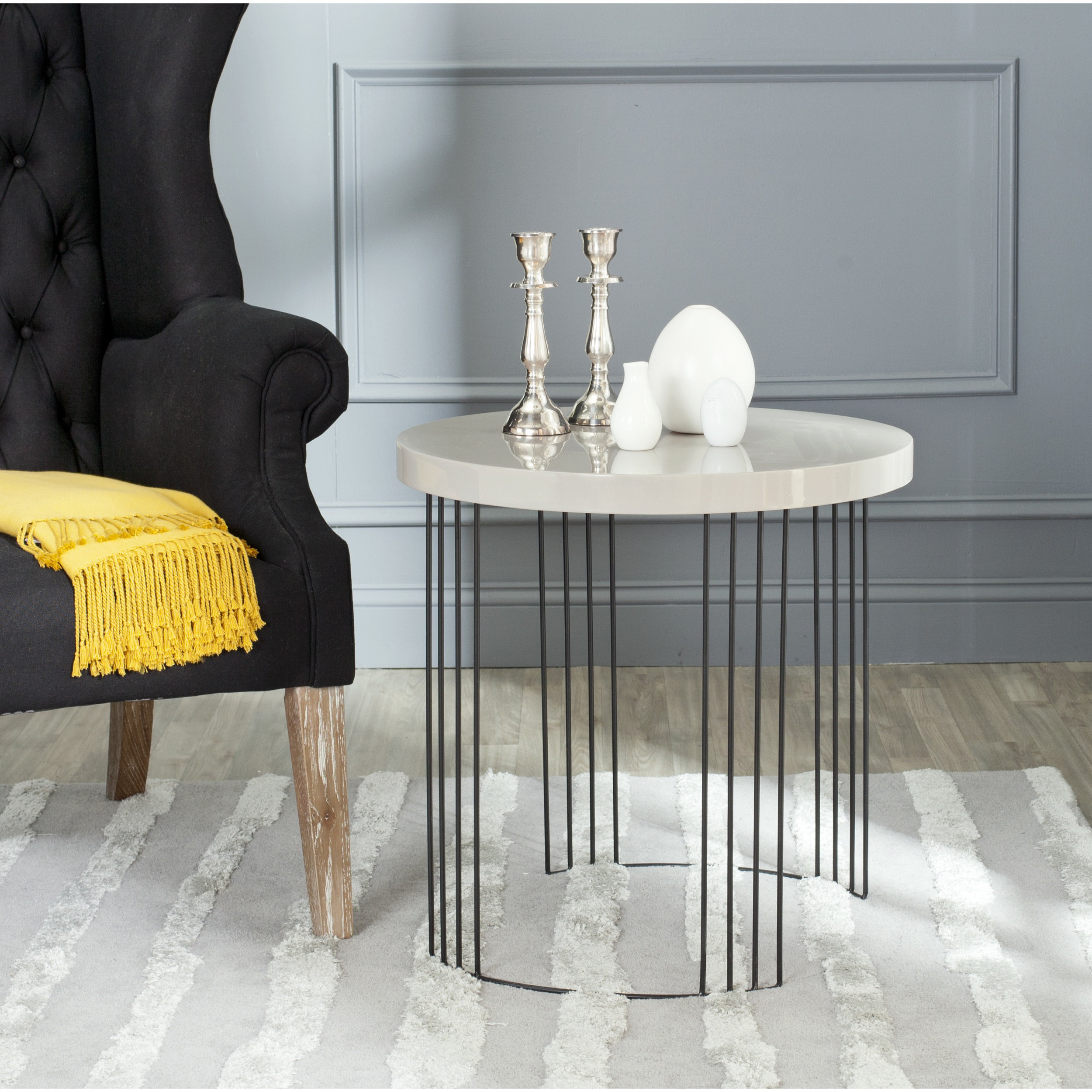 Keelin End Table Ivy Bronx Table Top Color Taupe Black